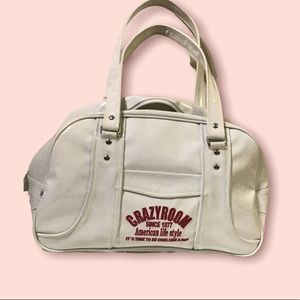 CRAZY ROOM white glitter gym athletic bag carry on carry all